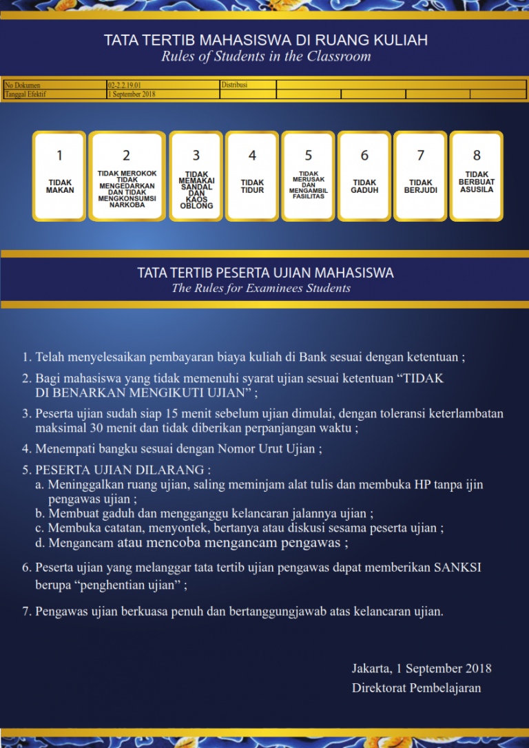 Tata Tertib Ujian – Biro Operasional Perkuliahaan