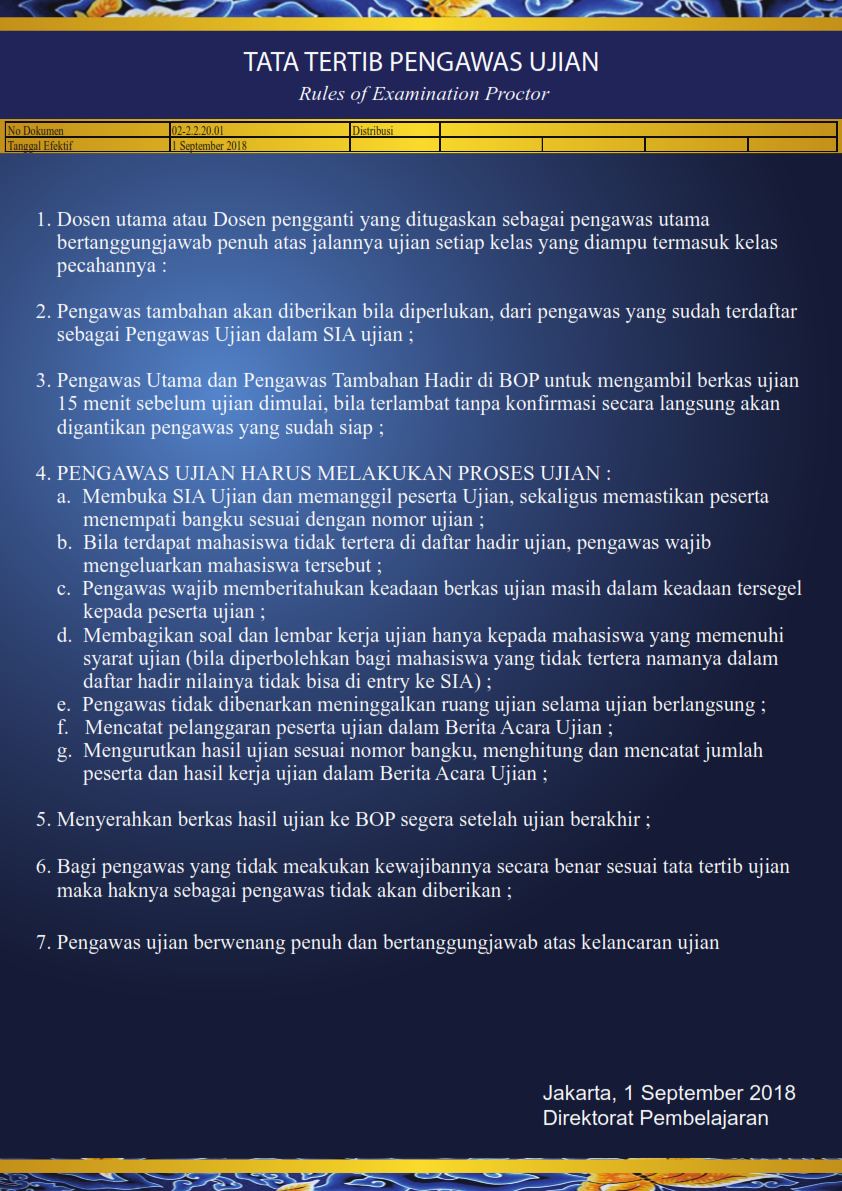 Tata Tertib Ujian – Biro Operasional Perkuliahaan